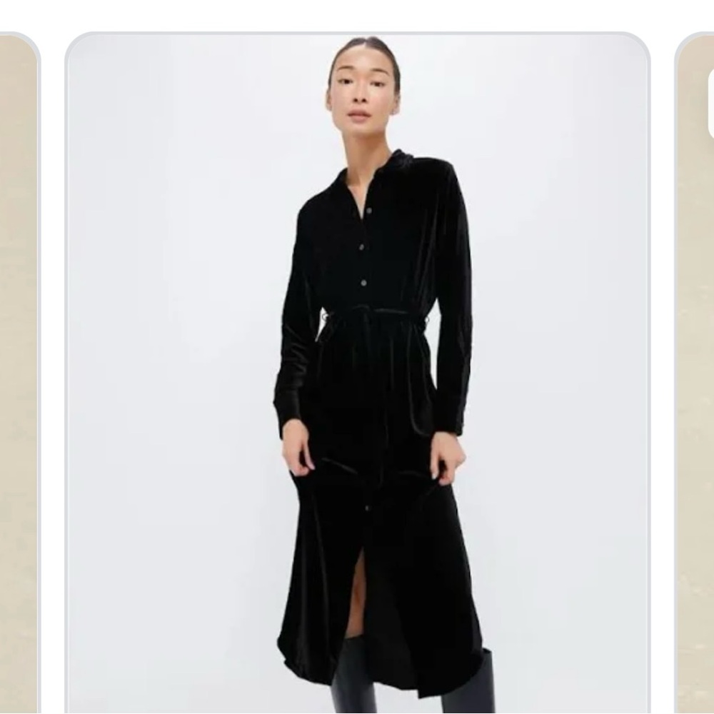 Faherty Black Silk Velvet Maxi Dress SM